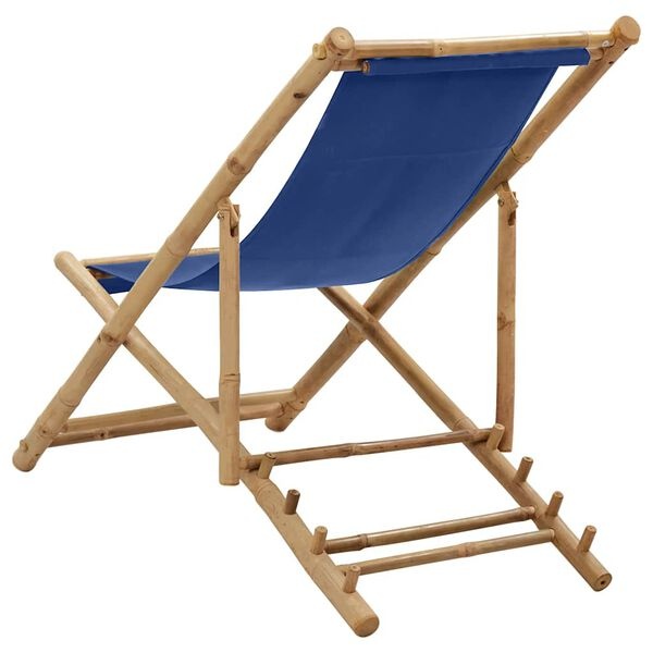 Vidaxl Bambus-Liegestuhl Canvas Marineblau - bis zu 34% Rabatt auf Rückläufer