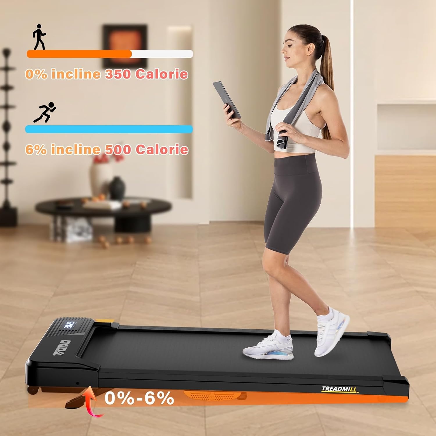 Walking Pad mit Steigung bis 6% - Effizientes Heim-Laufband - Bis zu 34% Rabatt
