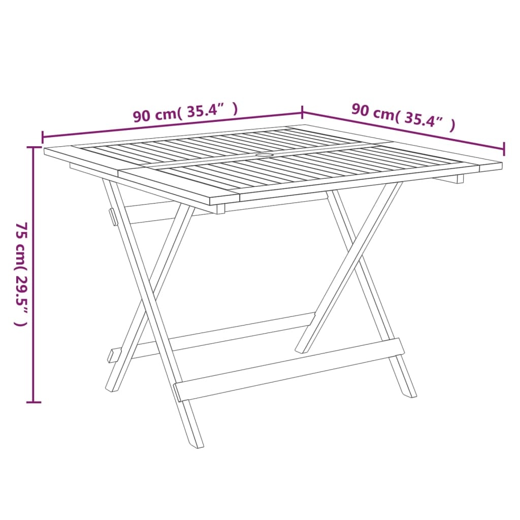 Vidaxl Klappbarer Gartentisch Akazie 90x90cm - Massivholz - Bis zu 30% Rabatt