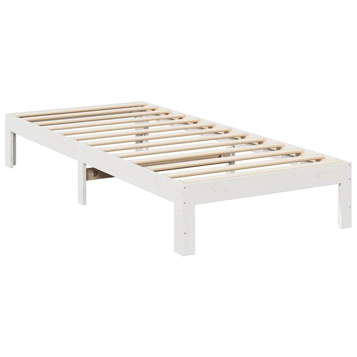 Vidaxl Massives Kiefernholz Bettgestell 90x200 cm - Weiß - bis zu 30% Rabatt