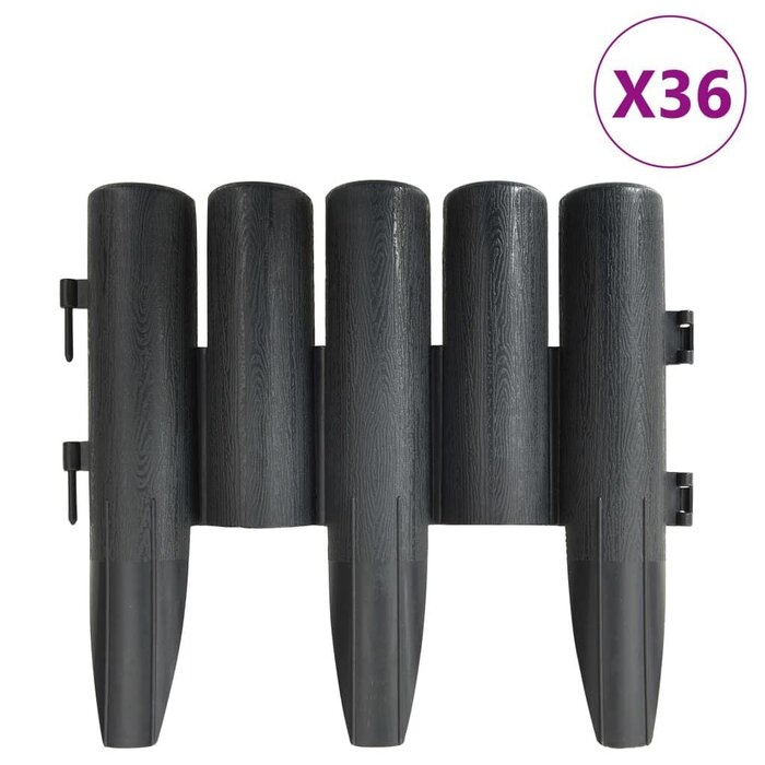 Vidaxl Beetbegrenzung Baumstamm-Optik 10 m Anthrazit - Outlet bis zu 32 % sparen