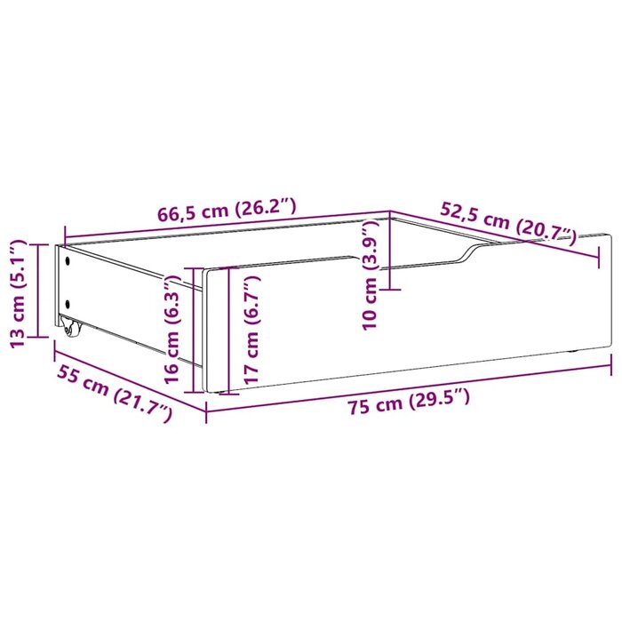 Vidaxl 2-tlg. Bettkasten-Set aus Kiefernholz - 75x55x16 cm - bis zu 29% reduziert