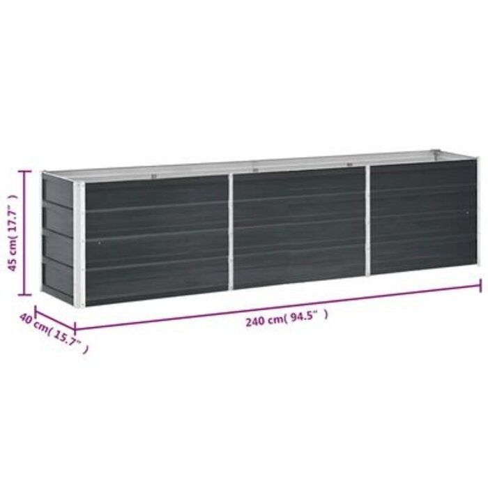Vidaxl Hochbeet aus verzinktem Stahl 240x40x45 cm Anthrazit - bis zu 34% sparen