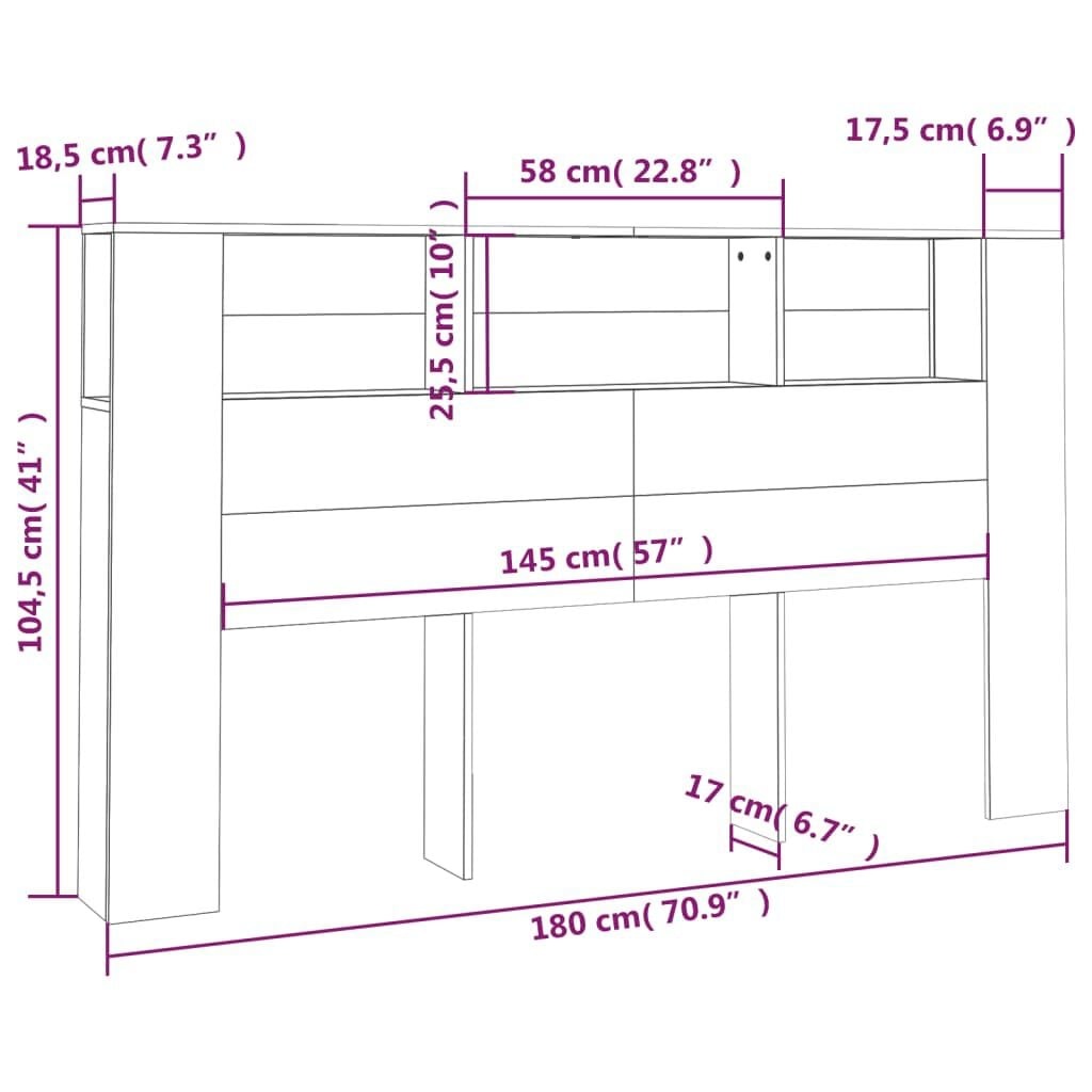 Vidaxl Kopfteil-Regal 180x104,5 cm Sonoma Eiche - Jetzt bis zu 34% sparen!