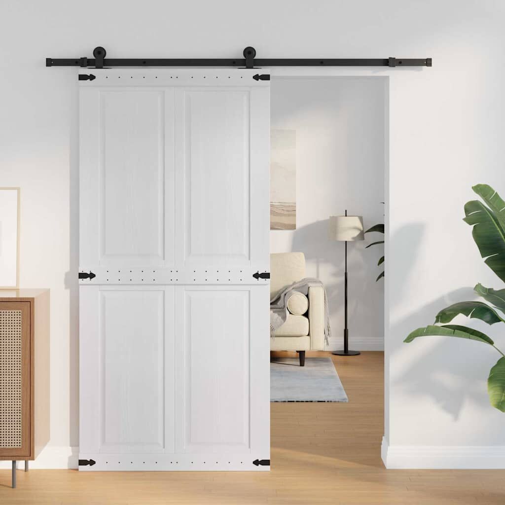 Vidaxl Rustikale Schiebetür Kiefer massiv 100x210 cm Weiß - Sparen Sie bis zu 35%