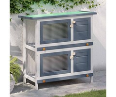 Vidaxl Kaninchenstall 90x45x90cm Holz - Grau - Bis zu 37% Rabatt