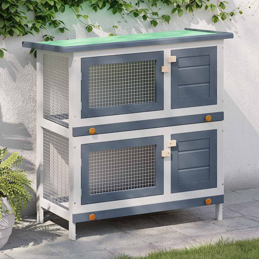 Vidaxl Kaninchenstall 90x45x90cm Holz - Grau - Bis zu 37% Rabatt