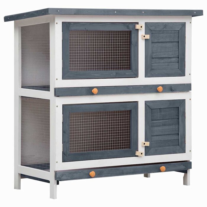 Vidaxl Kaninchenstall 90x45x90cm Holz - Grau - Bis zu 37% Rabatt