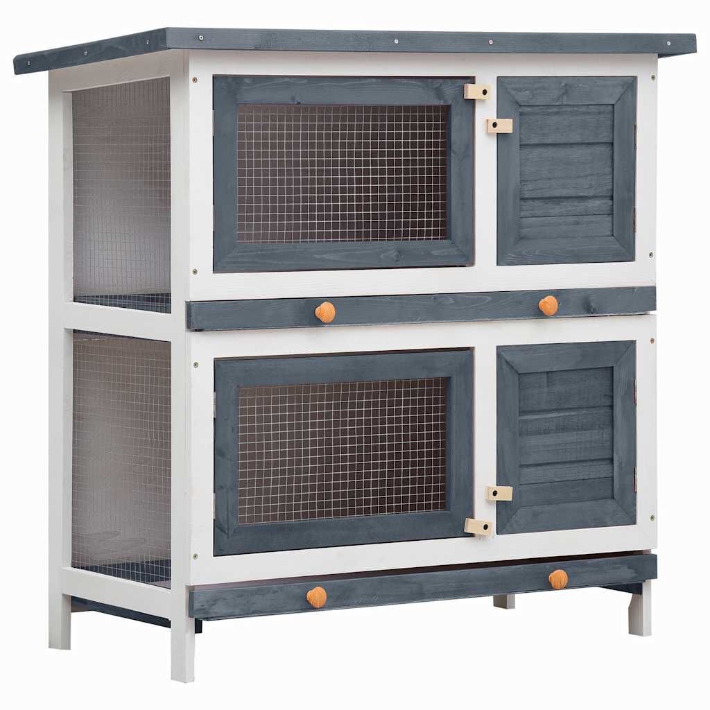 Vidaxl Kaninchenstall 90x45x90cm Holz - Grau - Bis zu 37% Rabatt