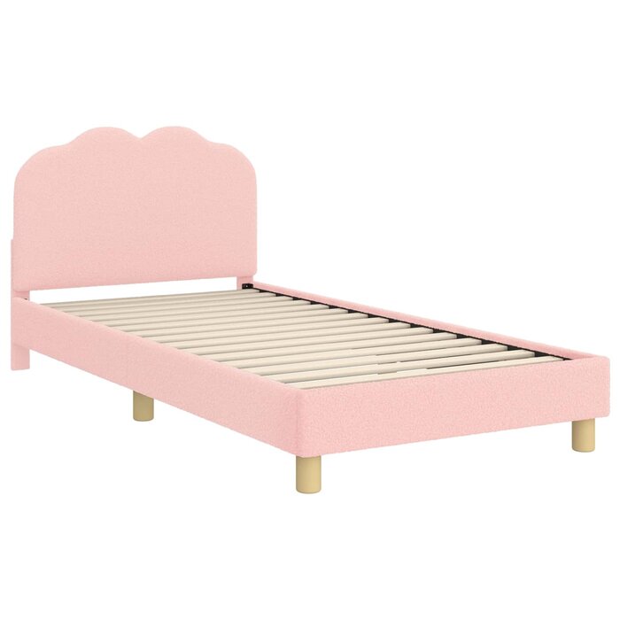 Vidaxl Kinderbett mit rosa Bouclé-Kopfteil 90x190 cm - bis zu 35% Rabatt
