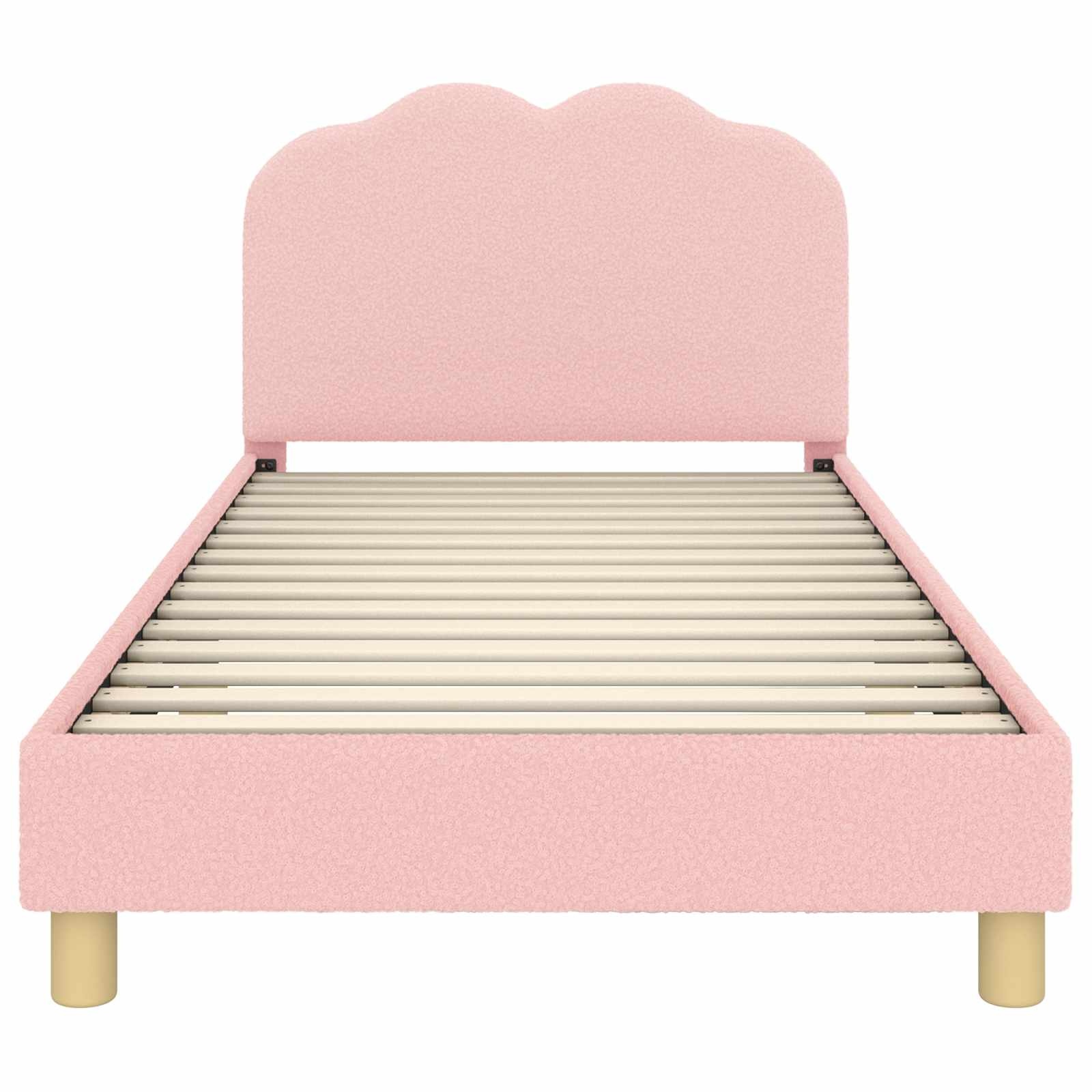 Vidaxl Kinderbett mit rosa Bouclé-Kopfteil 90x190 cm - bis zu 35% Rabatt