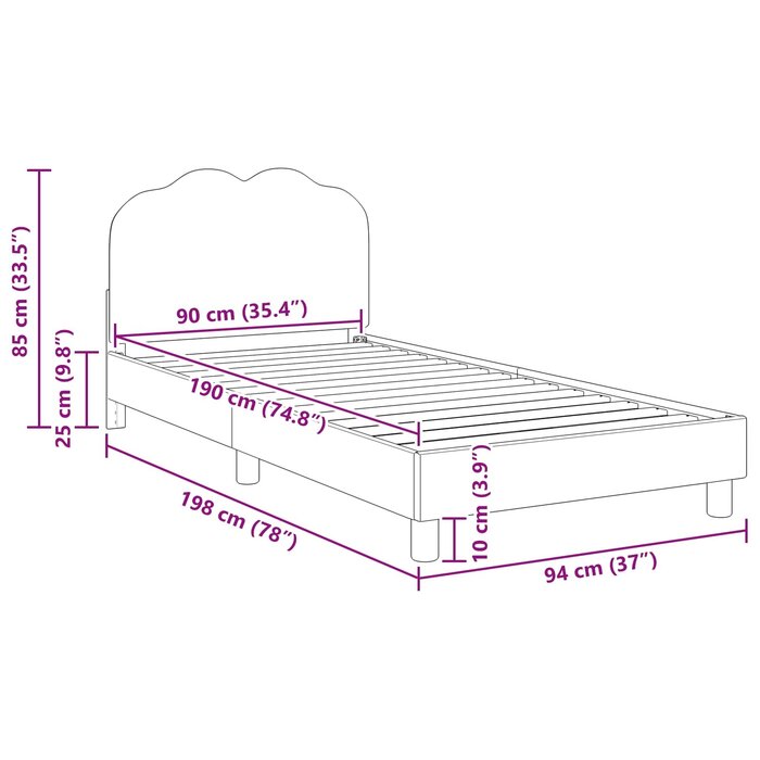 Vidaxl Kinderbett mit rosa Bouclé-Kopfteil 90x190 cm - bis zu 35% Rabatt