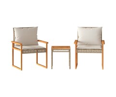 Vidaxl 3-tlg. Bistro-Set Poly-Rattan & Akazienholz - Beige - bis zu 30% Rabatt