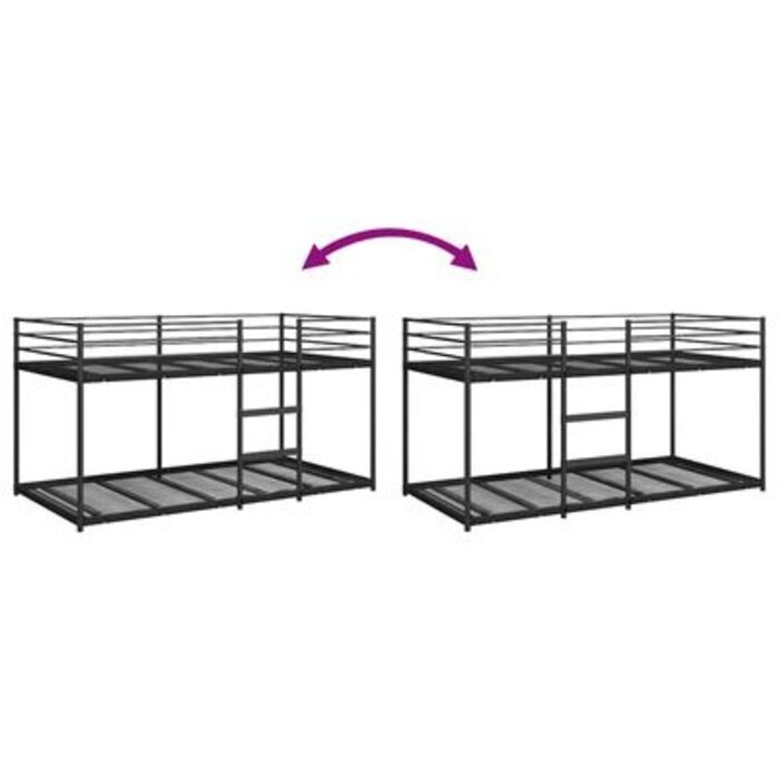 Vidaxl Robustes Etagenbett aus Stahl 90x200 cm - Schwarz - bis zu 35% Rabatt