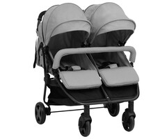 Vidaxl Robuster Zwillingsbuggy in Grau/Schwarz - Sparen Sie bis zu 35% im Outlet