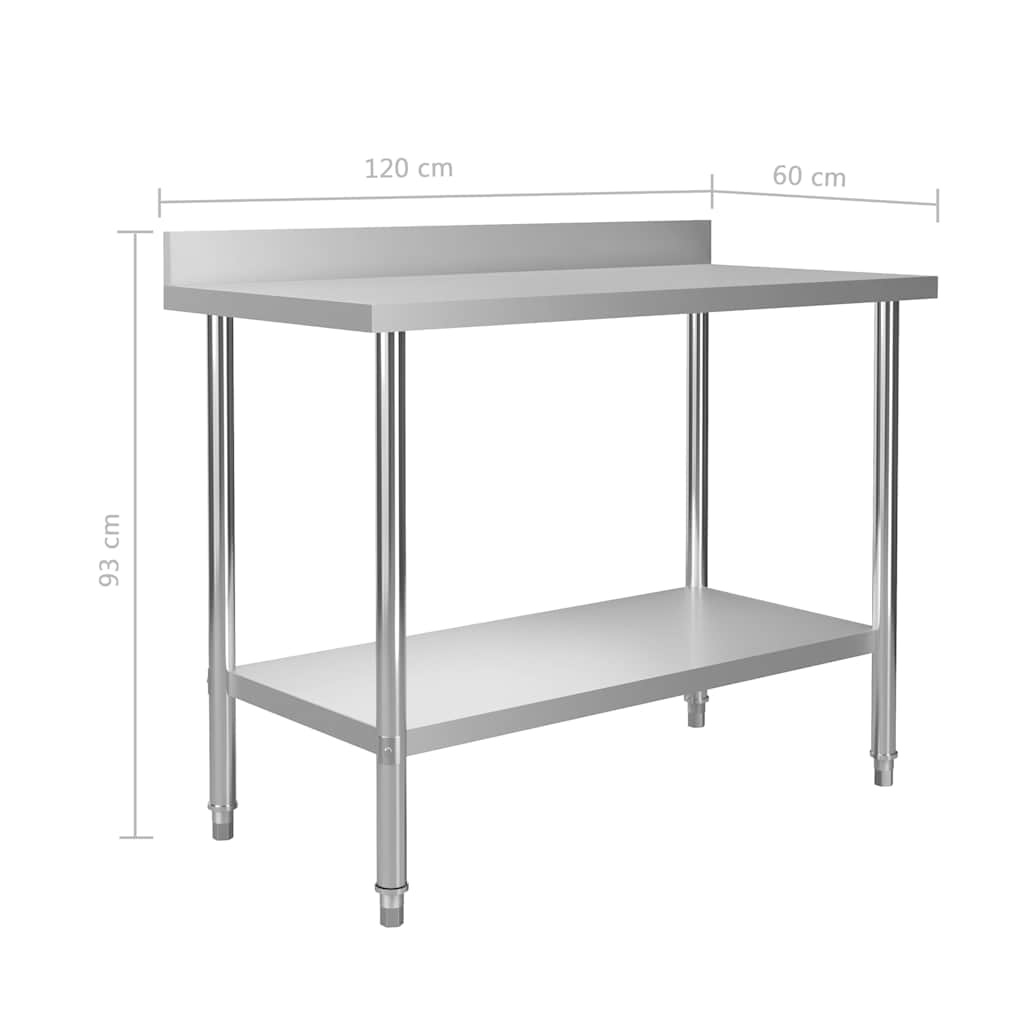Vidaxl Profi Edelstahl Arbeitstisch 120x60cm mit Aufkantung - bis zu 35% Rabatt
