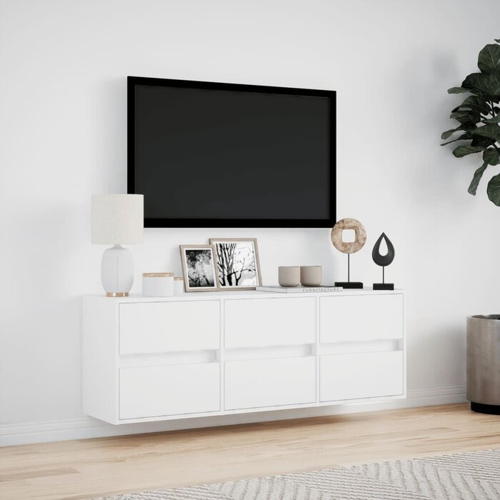Vidaxl Modernes TV-Wandboard mit LED - Weiß, 130 cm - bis zu 35% reduziert