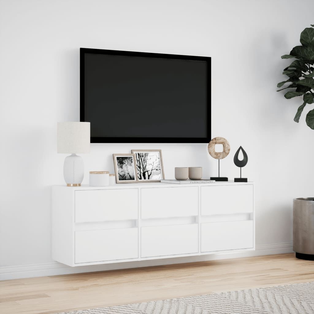 Vidaxl Modernes TV-Wandboard mit LED - Weiß, 130 cm - bis zu 35% reduziert