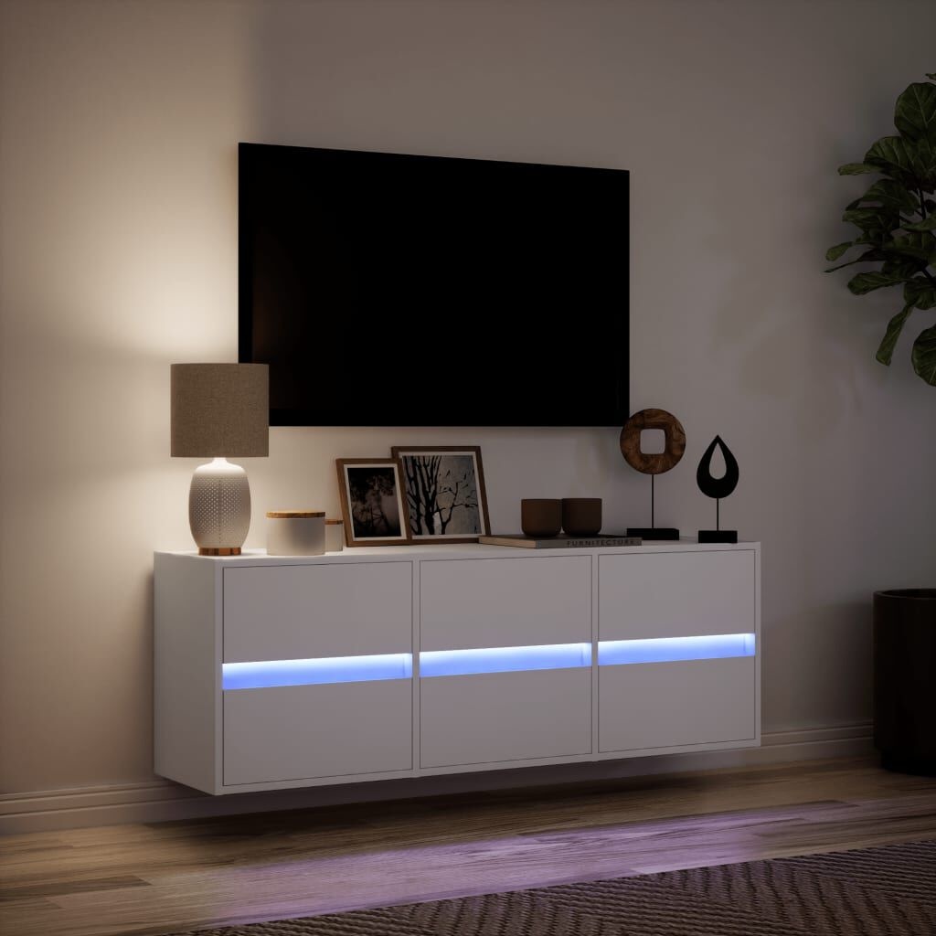 Vidaxl Modernes TV-Wandboard mit LED - Weiß, 130 cm - bis zu 35% reduziert