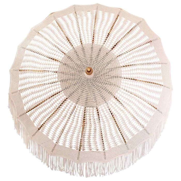 Vidaxl Makramee-Sonnenschirm Creme 190x260 cm - Bohemian Stil - bis zu 35% Rabatt