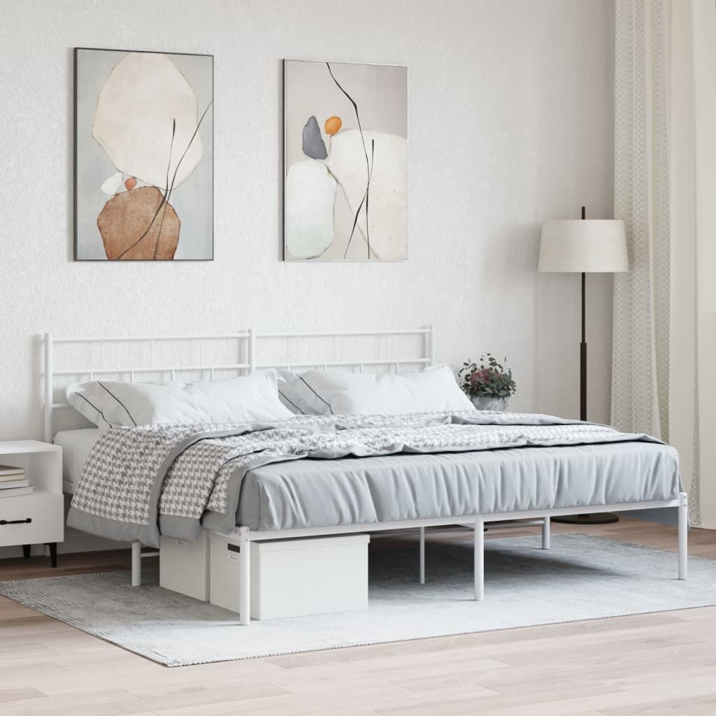 Vidaxl Weißes Metallbett 180x200 cm - Zeitloses Design - Jetzt bis zu 35% sparen