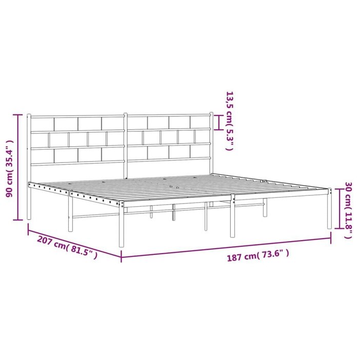 Vidaxl Weißes Metallbett 180x200 cm - Zeitloses Design - Jetzt bis zu 35% sparen