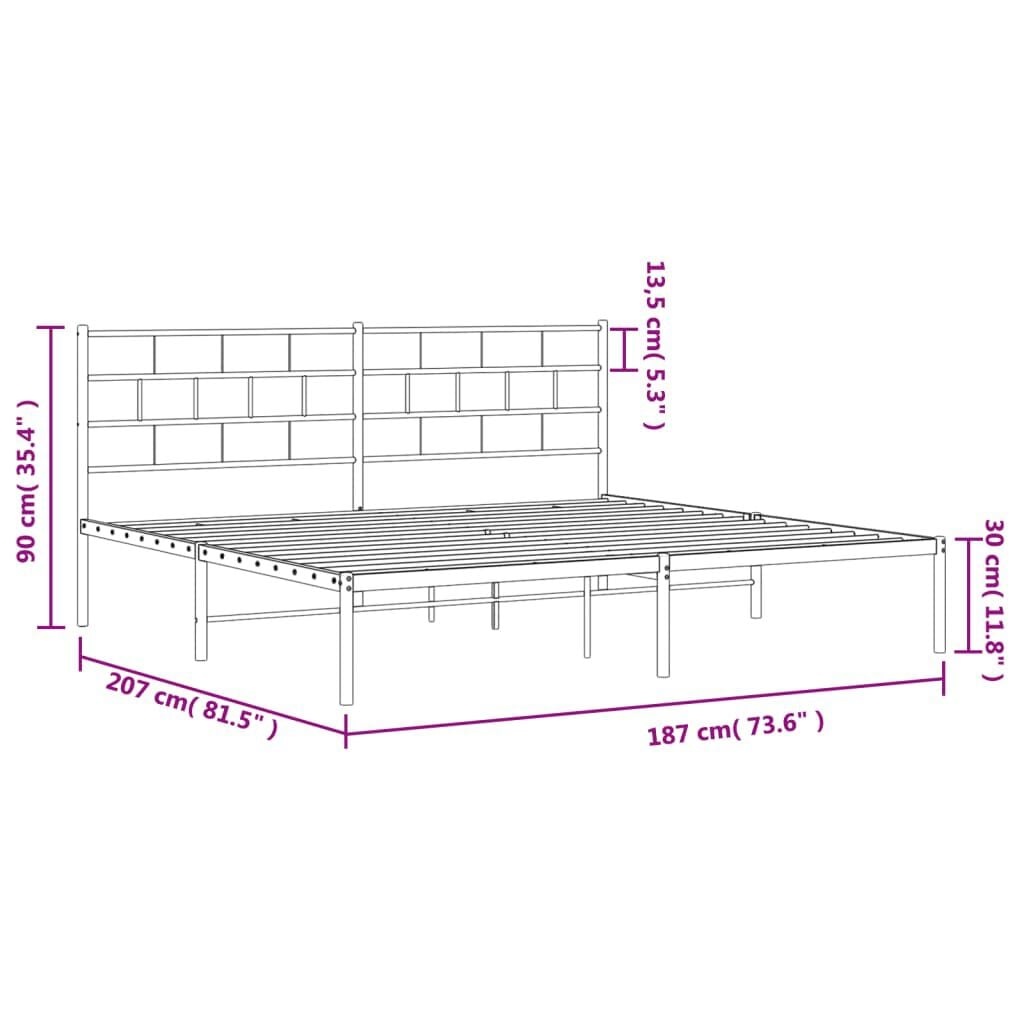 Vidaxl Weißes Metallbett 180x200 cm - Zeitloses Design - Jetzt bis zu 35% sparen