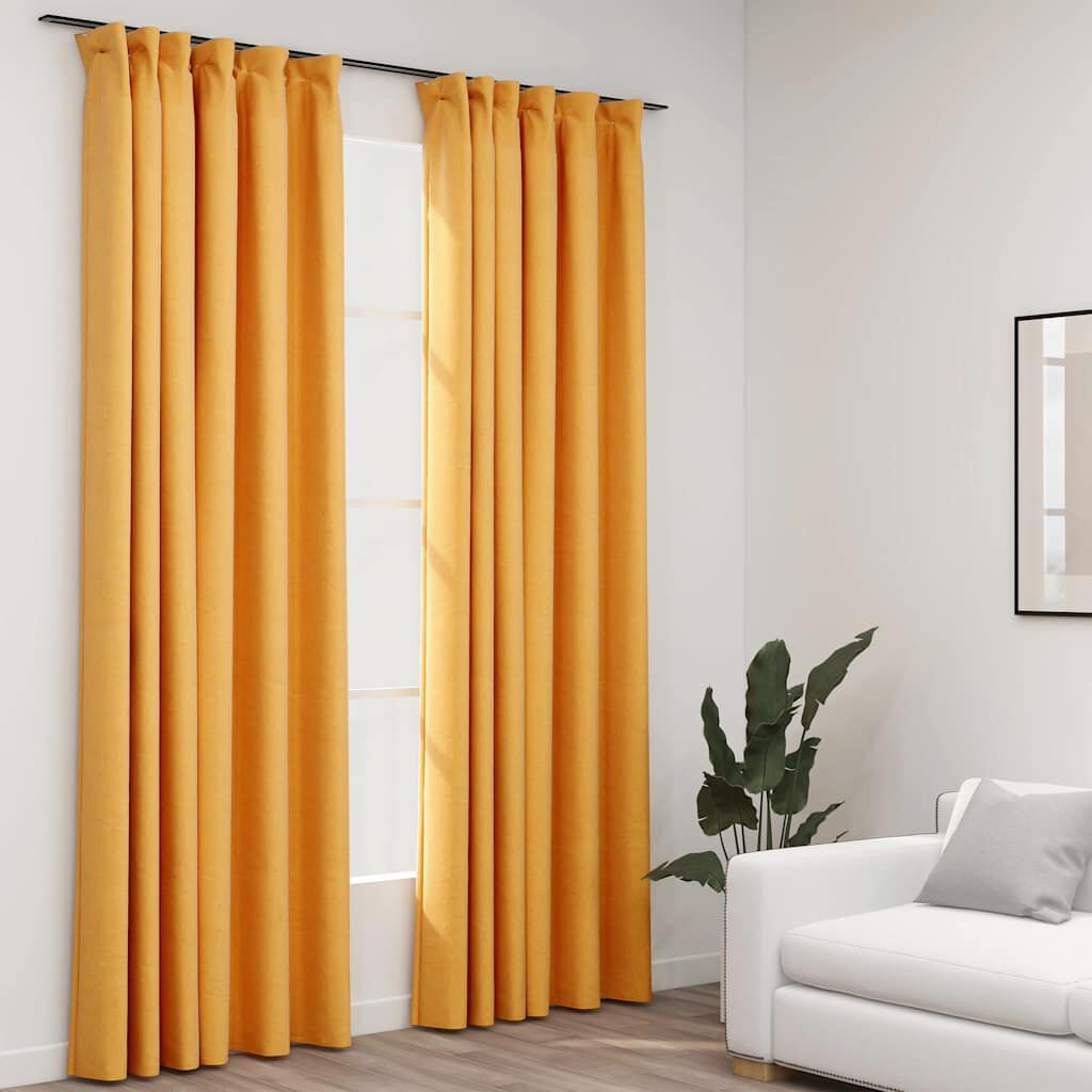 Vidaxl Verdunkelungsvorhänge Leinenoptik 140x245 cm Gelb - bis zu 32% Rabatt