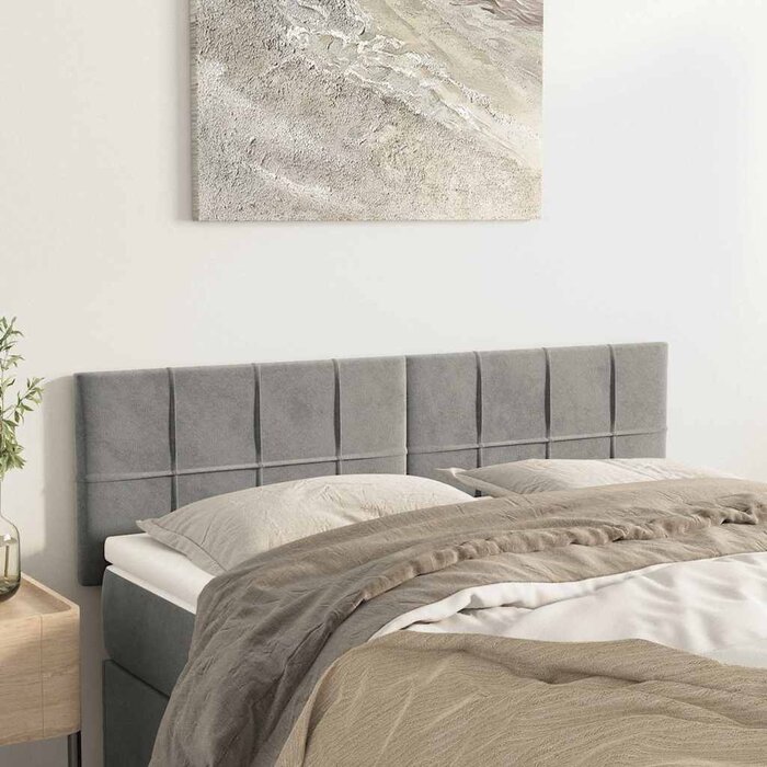 Vidaxl Bettkopfteil 2er Set Samt Hellgrau - 72x88 cm - bis zu 33% reduziert