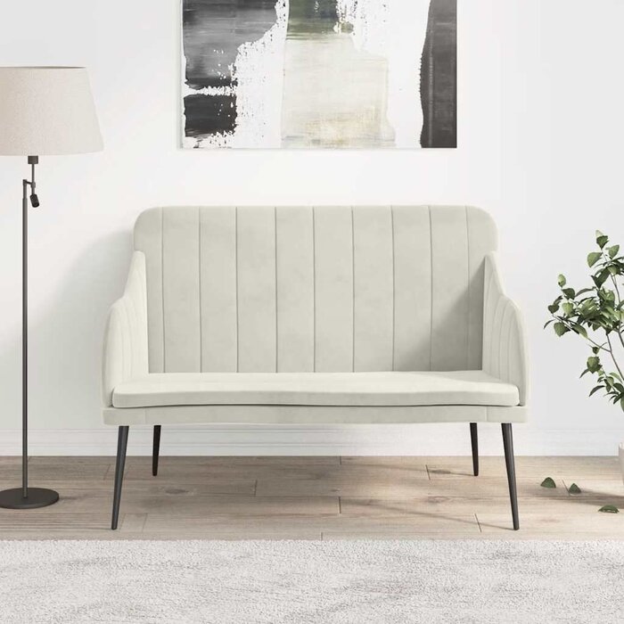 Vidaxl Sitzbank 110x76x80 cm aus Samt - Creme - Outlet - bis zu 35% reduziert