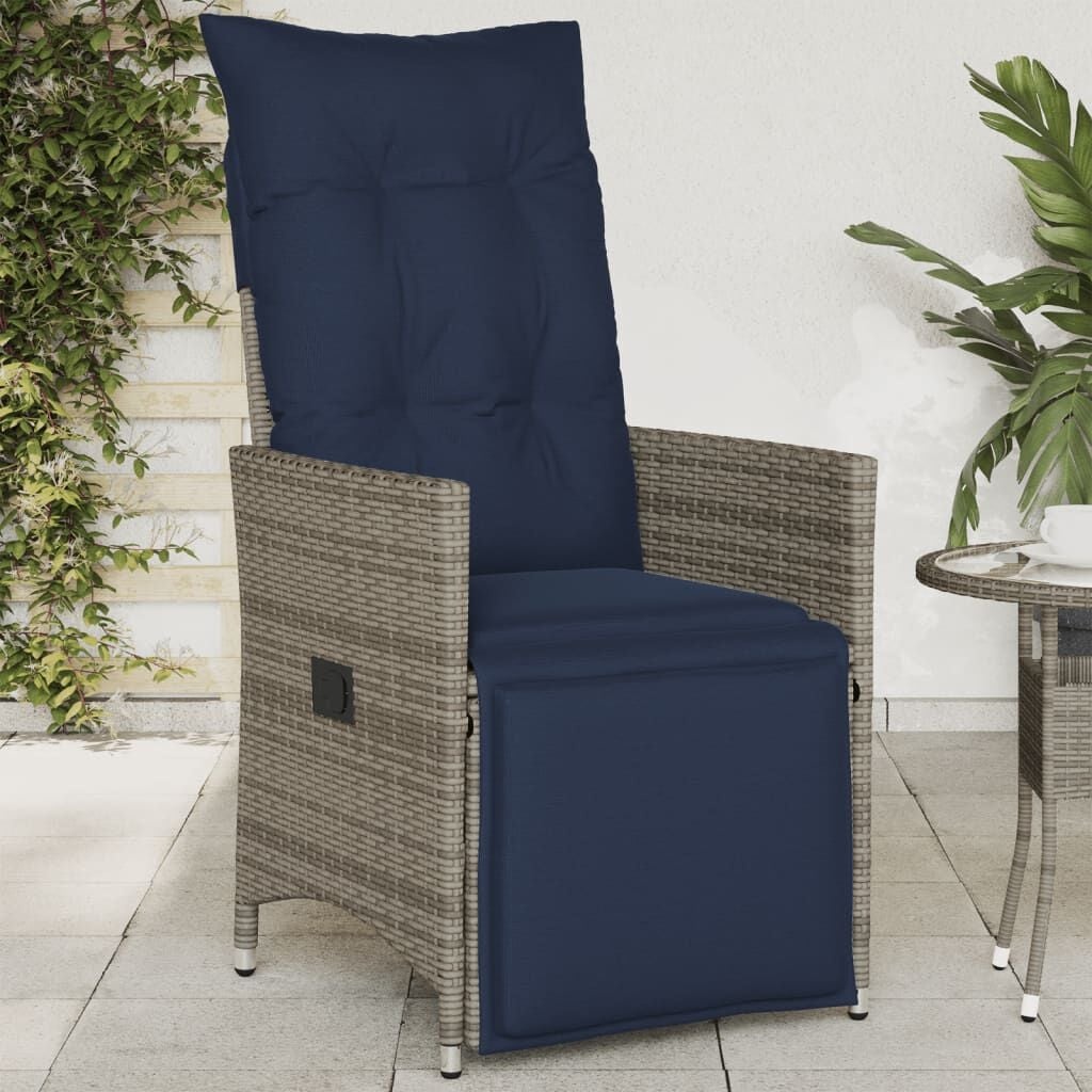 Vidaxl Verstellbarer Gartenstuhl Poly-Rattan Grau - bis zu 35% Rabatt