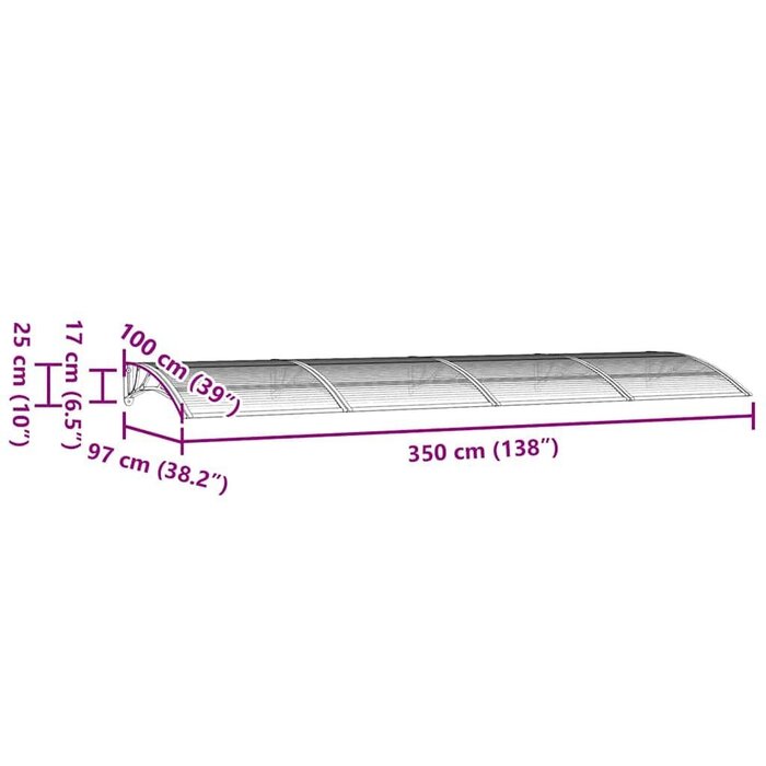Vidaxl Großes Türvordach 350x100 cm Schwarz - Outlet bis zu 33% reduziert