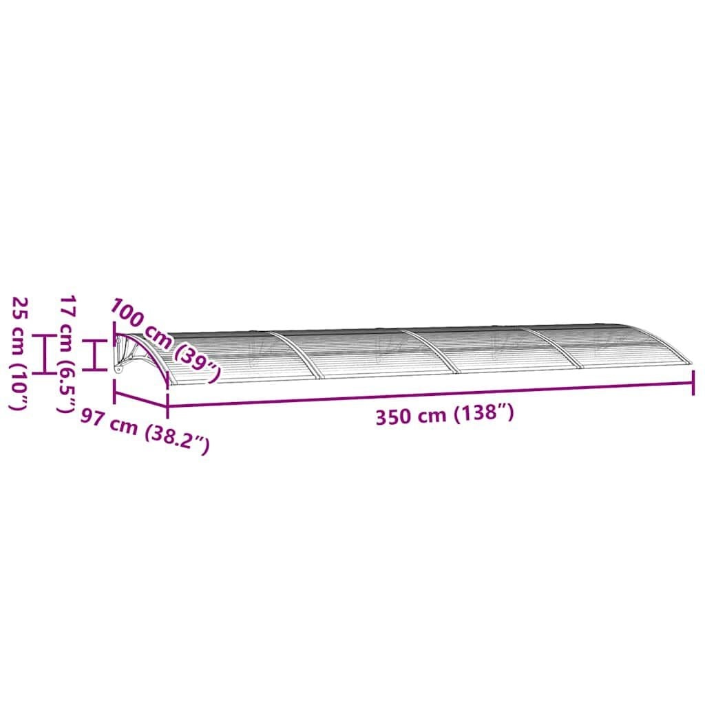 Vidaxl Großes Türvordach 350x100 cm Schwarz - Outlet bis zu 33% reduziert