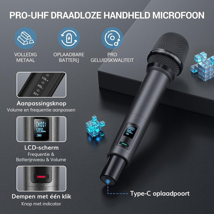 Drahtloses UHF-Mikrofon-Set mit 2 Mikrofonen - jetzt bis zu 60% sparen
