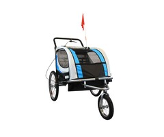 Viking Choice 2-Sitzer Fahrradanhänger für Kinder, Buggy-Funktion, Blau - bis zu 35% sparen