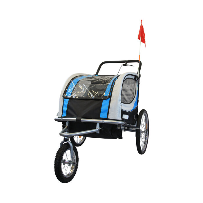 Viking Choice 2-Sitzer Fahrradanhänger für Kinder, Buggy-Funktion, Blau - bis zu 35% sparen