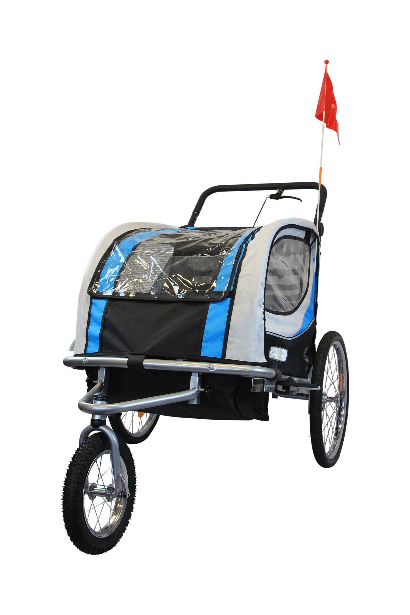 Viking Choice 2-Sitzer Fahrradanhänger für Kinder, Buggy-Funktion, Blau - bis zu 35% sparen