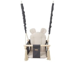 Viking Choice Stilvolle Babyschaukel aus Baumwolle & Holz - Grau-Beige - bis zu 33% Rabatt