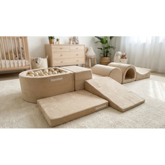 Viking Choice Schaumstoff-Spielset 7-teilig mit Bällebad & 100 Bällen - Beige - bis zu 35% Rabatt