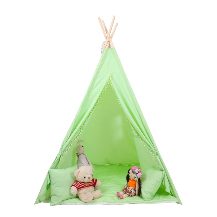 Viking Choice Tipi-Spielzelt für Kinder - Grün - Inkl. Matte & 2 Kissen - bis zu 32% Rabatt