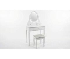 Viking Choice Eleganter Schminktisch mit LED-Spiegel & Hocker - Weiß - bis zu 34% sparen