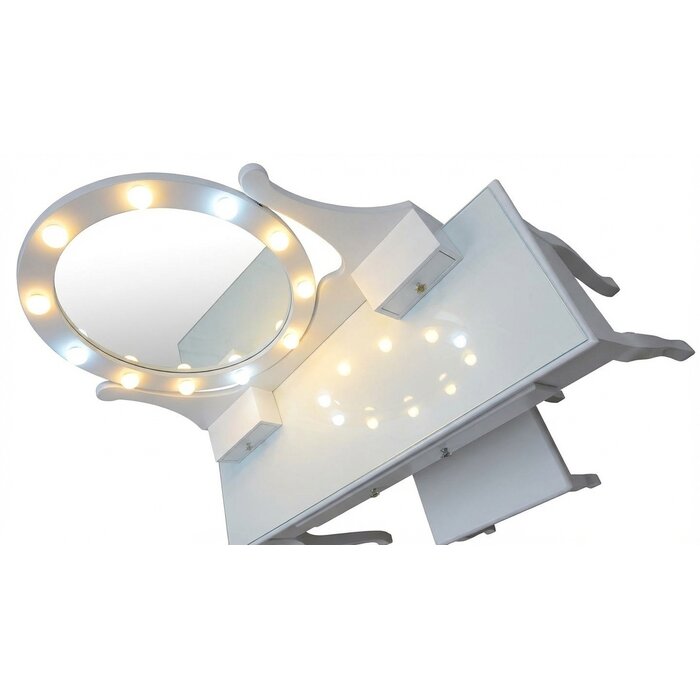Viking Choice Eleganter Schminktisch mit LED-Spiegel & Hocker - Weiß - bis zu 34% sparen