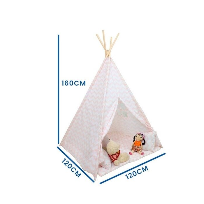 Viking Choice Tipi-Spielzelt Rosa Zickzack - Inkl. Matte & Kissen - Bis zu 33% reduziert