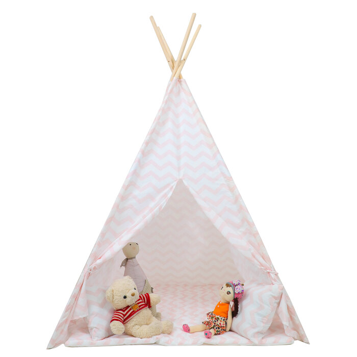 Viking Choice Tipi-Spielzelt Rosa Zickzack - Inkl. Matte & Kissen - Bis zu 33% reduziert