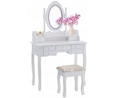 Viking Choice Schminktisch mit LED-Spiegel & Hocker - Weiß - bis zu 35% Rabatt