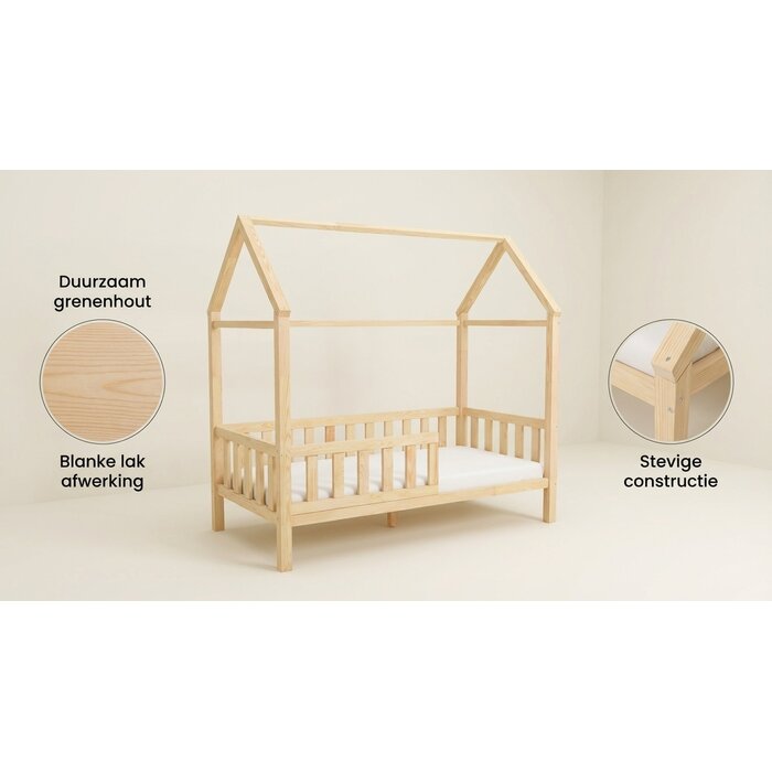 Viking Choice Hausbett 80x160 cm aus Kiefernholz - Natur inkl. Lattenrost - bis zu 35% Rabatt