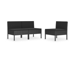 Vidaxl 3-tlg. Gartenstuhl-Set Poly-Rattan Schwarz - bis zu 30% Rabatt