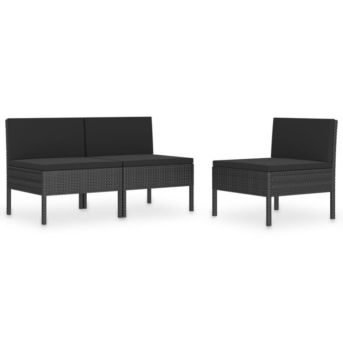 Vidaxl 3-tlg. Gartenstuhl-Set Poly-Rattan Schwarz - bis zu 30% Rabatt