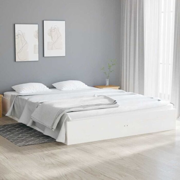 Vidaxl Massives Kiefernholz Bettgestell 120x190cm - Weiß - bis zu 34% Rabatt