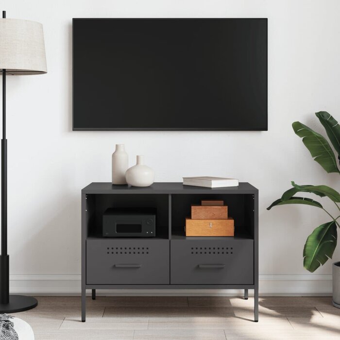 Vidaxl TV-Lowboard aus Stahl Schwarz - Industrieller Look - bis zu 33% günstiger